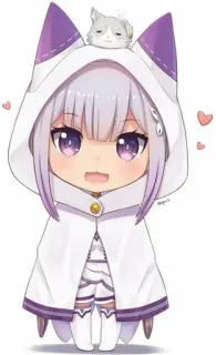 ❤️ 2b553ea7 Emilia Re:Zero Anime, Chibi, Fofo, Garota, Desenho animado telegram sticker