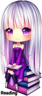 ☺️ 62f97473 Reading Garota anime, Lendo, Livros, Chibi, Fofo, Kawaii, Mangá telegram sticker