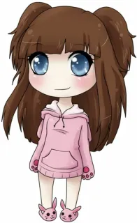 😏 66a4a2cd Chibi, Anime, Desenho animado, Menina, Fofo, Kawaii, Rosa, Cabelo castanho telegram sticker