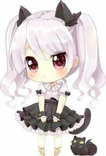😐 68a181a5 Anime, Gato, Chibi, Fofo, Menina, Kawaii, Desenho animado, Adesivo telegram sticker