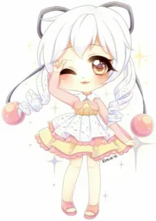 ✌️ 9109bdbd Anime, Fofo, Chibi, Kawaii, Brilhante, Menina, Arte telegram sticker