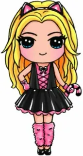 😊 a89ee559 fofo, kawaii, desenho animado, gato, rosa, menina, chibi telegram sticker