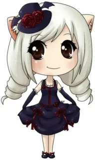 🦇 c624e713 Chibi, Anime, Bonito, Menina, Desenho animado, Orelhas de gato, Rosas, Vestido, Luvas telegram sticker