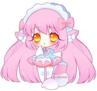 🤭 ea3b46be Chibi, Fofo, Kawaii, Anime, Rosa, Garota, Mangá, Doce telegram sticker