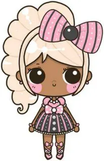 🙂 fbe9a2b6 boneca, fofo, desenho animado, moda, menina, laço telegram sticker