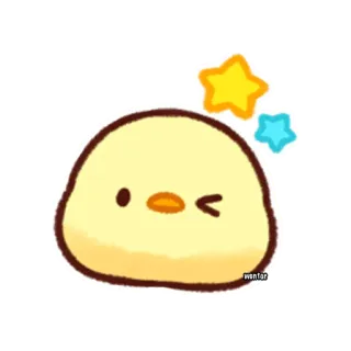 🤩 1dc21dc6 poussin, kawaii, mignon, étoile, clin d'oeil, blob, jaune telegram sticker