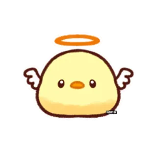 👼 32caf3d3 wontae poussin, ange, mignon, kawaii, jaune, animal, oiseau, auréole telegram sticker