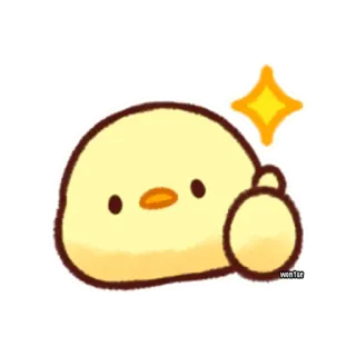 👍 d1e2fb96 poussin, dessin animé, mignon, jaune, pouce levé, kawaii, étincelle telegram sticker