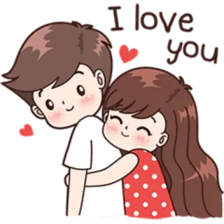 👫 5e571655 I love you amore, coppia, cartoni animati, abbraccio, romanticismo, relazione telegram sticker