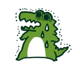 😰 fca26794 krokodil, verdrietig, tranen, groen, cartoon, dier, reptiel telegram sticker