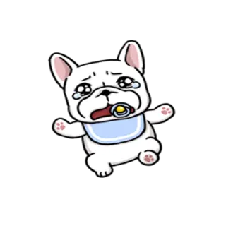 👶 38658262 cachorrinho, cão, bebê, chorando, triste, chupeta, animal de estimação telegram sticker