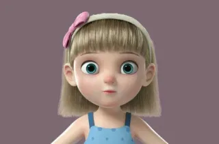 🦩 0c84c88a cartoon girl, blonde hair, big eyes, cute, bow, dress, animated character whatsapp sticker