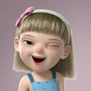 🦩 0f61a06c cartoon, girl, winking, cute, animation whatsapp sticker