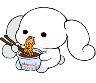☁ 3687d7fb NOODLE 토끼, 국수, 음식, 귀여운, 카와이, 바니 whatsapp sticker