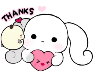 ☁ 82fe268d THANKS 감사합니다, 귀여운, 만화, 하트, 훈훈한, 사랑스러운 whatsapp sticker