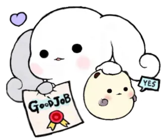 ☁ a88886ce GOOD JOB 귀여운, 토끼, 잘했어요, 만화, 성공, 축하 whatsapp sticker