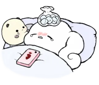 ☁ b590a4a2 슬픈, 아픈, 질병, 만화, 침대, 아이스팩, 귀여운 whatsapp sticker