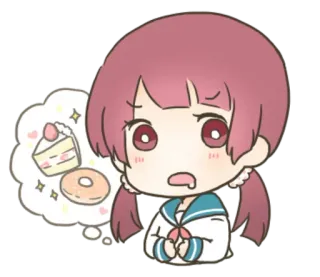 😋 eb5f236d Чиби, Аниме, Девушка, Десерт, Торт, Пончик, Каваий, Милый whatsapp sticker