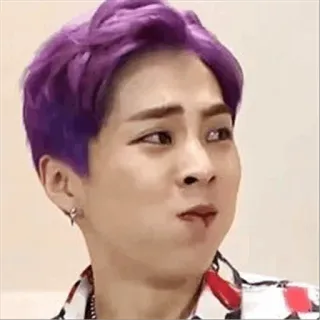 🌻 c8b29bd1 orang, rambut ungu, makan, ekspresi, lucu, meme whatsapp sticker