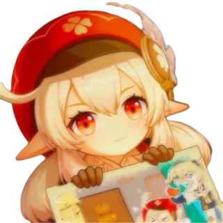 📖 fcc51363 Klee Genshin Impact Кли, Genshin Impact, аниме, видеоигра, милый, эльф, красный whatsapp sticker