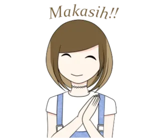 🙏 46061e4e Makasih!! 感谢, 谢谢, 动漫, 女孩, 可爱 telegram sticker