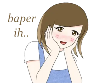 😃 7efa34cf baper ih.. 可爱, 女孩, 脸红, 动漫, 贴纸 telegram sticker