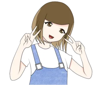✌ ea5df3f7 动漫女孩, 卡通, 和平标志, 可爱, 女孩 telegram sticker