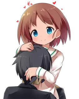 ❤️ 091ade2f anime, słodkie, miłość, serca, para, dziewczyna, przytulanie telegram sticker