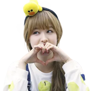 😍 ad9ae587 女人, 女孩, 鸭子, 头发, 发带, 心, 肖像, 微笑 telegram sticker