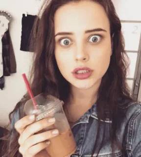 🖤 710576b8 女人, 冰咖啡, 肖像, 休闲 telegram sticker