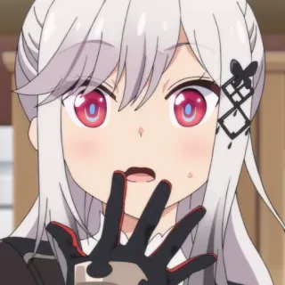 ✨ ba886010 애니메이션 여자, 놀란, 애니메이션, 흰머리, 빨간 눈, 귀여운 telegram sticker