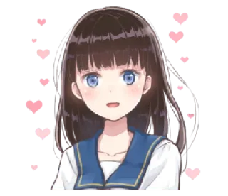 💕 0cf31503 애니메이션, 소녀, 교복, 하트, 귀여운, 스티커 telegram sticker