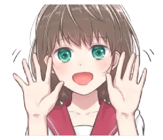 ✋ 12234b89 애니메이션, 소녀, 귀여운, 흔드는 telegram sticker