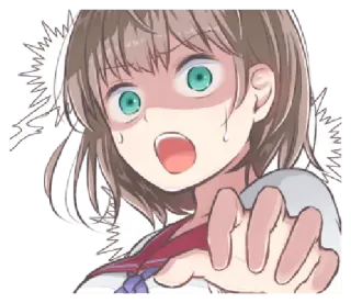 😱 4e1d9236 애니메이션, 소녀, 충격, 놀람, 가리키는 telegram sticker