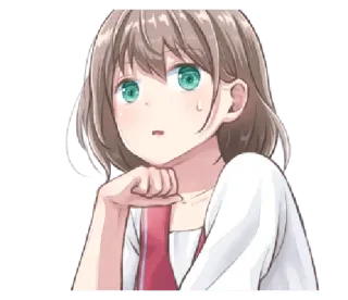 😕 5199922d 애니메이션 여자, 귀여운, 걱정, 혼란스러워 telegram sticker