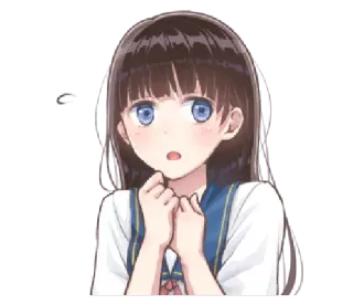 😣 979fec73 애니메이션, 여자, 교복, 귀여운, 놀란 telegram sticker