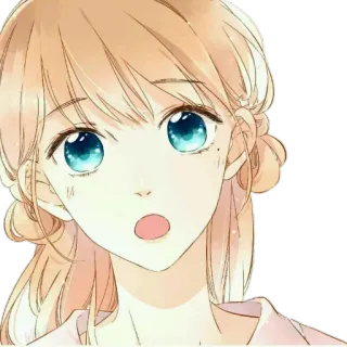 😮 3614cb8f 애니메이션 소녀, 놀란, 귀여운, 만화, 여성, 인물 사진, 금발 telegram sticker