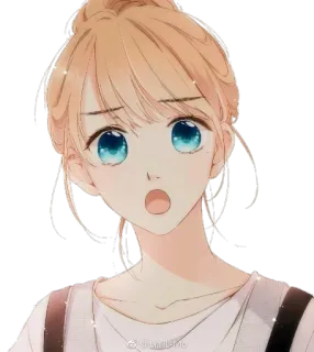 😮 809ca80a @兔爷的兔 애니메이션 소녀, 만화, 인물 사진, 놀란, 귀여운, 금발, 파란 눈 telegram sticker