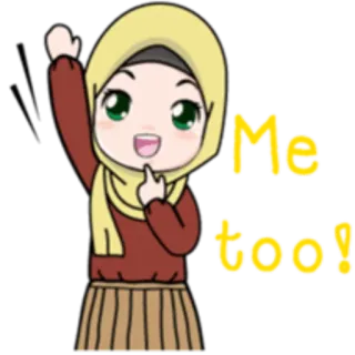 🙌 4b5ac854 Me too! Cartoon, Mädchen, Hijab, Muslim, Anime, Süß whatsapp sticker