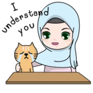 😌 4cd8d1b2 nd Hijab, Frau, Muslimisch, Katze, Süß, Weinend whatsapp sticker