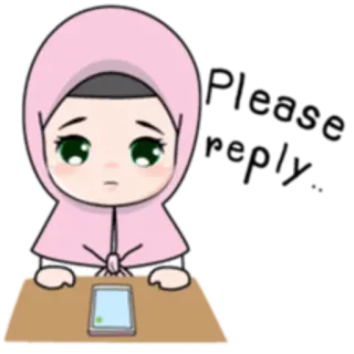 😔 a9531e44 traurig, Mädchen, Hijab, Muslim, Cartoon whatsapp sticker