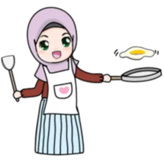 🍳 ab118354 kochen, hijab, frau, koch, essen whatsapp sticker