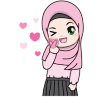 ❣ b5a3c98d Anime, Hijab, Cartoon, Mädchen, Herzen, Zwinkern whatsapp sticker