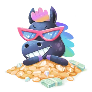 😎 cb0d4bbd ngựa, tiền, kính râm, giàu có, giàu, hoạt hình whatsapp sticker