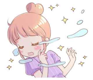 😢 e8bbab14 smutny, płacząca, dziewczyna, emocjonalny, kreskówka, łzy whatsapp sticker