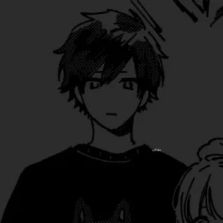 🖤 0bdf6ebc Anime, Manga, Jongen, Portret, Illustratie, Monochroom telegram sticker