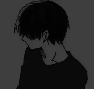 🖤 4b09d42d Anime, Jongen, Verdrietig, Emo, Manga, Zwart-wit telegram sticker