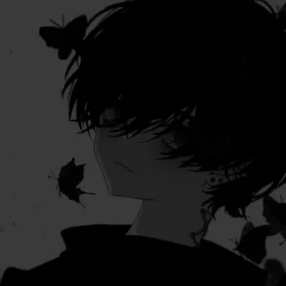🖤 5b30a94e Anime, Vlinder, Donker, Monochroom, Jongen, Gothic telegram sticker