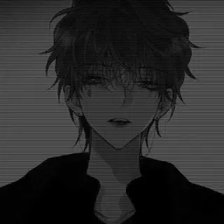 🖤 db42c8f8 Anime, Verdrietig, Emo, Grijstinten, Portret telegram sticker