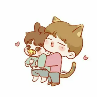 🍭 417d1527 Kreskówka, Słodki, Anime, Chibi, Kawaii, Postać, Dziecko, Uścisk telegram sticker